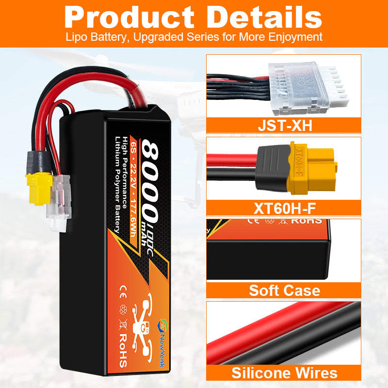 NewYenk 6S 8000mAh 22.2V 100C LiPo Battery