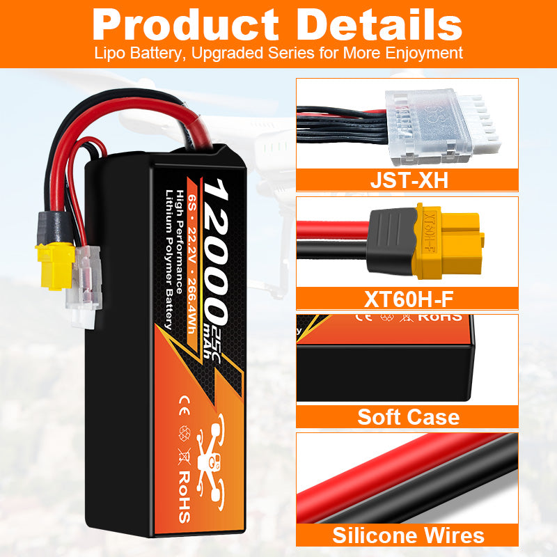NewYenk 6S 12000mAh 22.2V 25C(Industrial / Aerial LiPo Battery)
