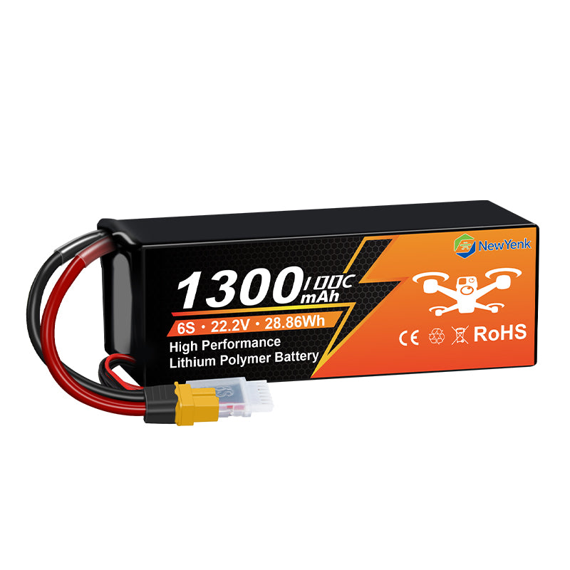 NewYenk 6S 1300mAh 22.2V 100C FPV With XT60 Lipo Battery