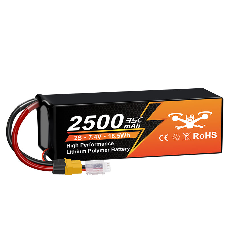 NewYenk 2S 2500mAh 7.4V 35C with XT60 LiPo Battery for FPV Drones & RC Planes
