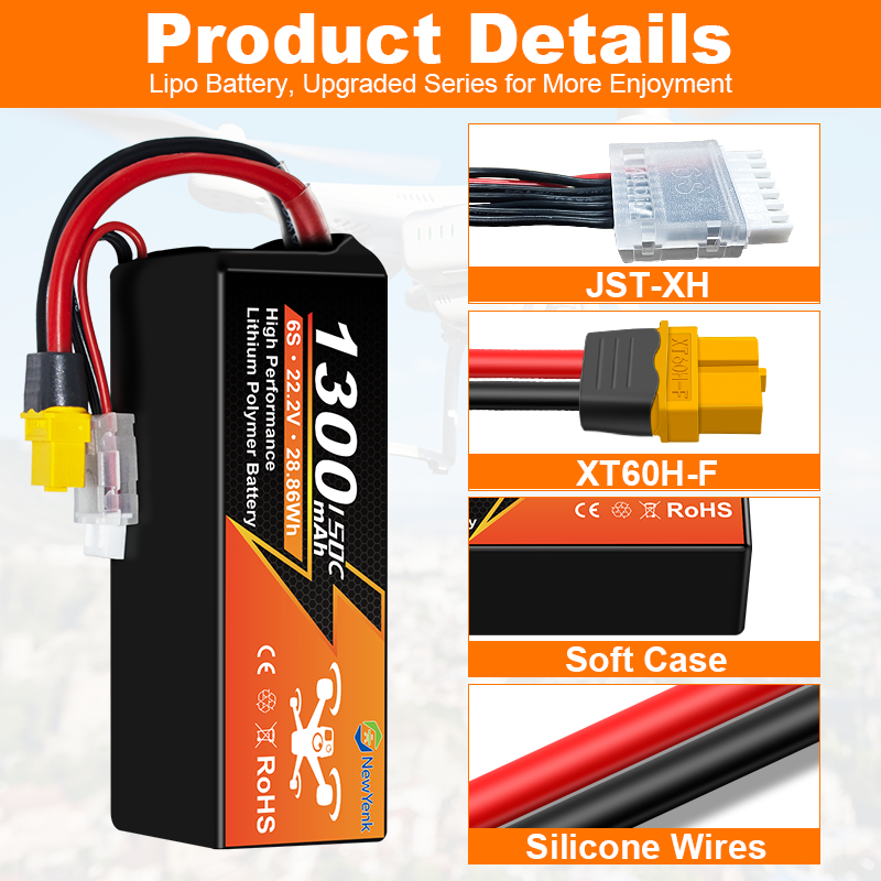 Newyenk 6S 1300mAh 150C Lipo Battery with XT60