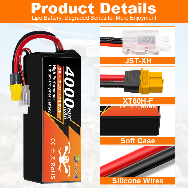 Newyenk 2S 4000mAh 60C 100%LCO Lipo Battery