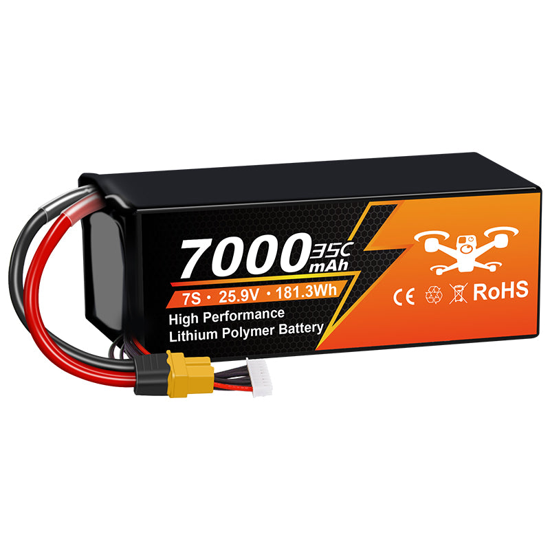 NewYenk 7S 7000mAh 25.9V 35C LiPo Battery – Ultra-Capacity Long-Endurance Pack for FPV Drones, Aerial Photography and RC Airplanes