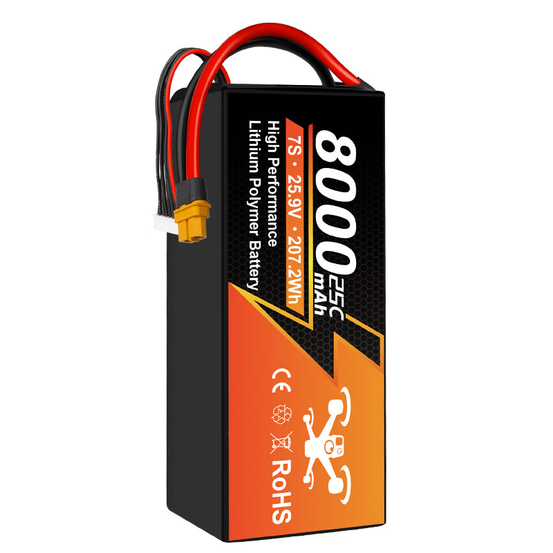 NewYenk 7S 8000mAh 25.9V 25C LiPo Battery – Ultra-Capacity Long-Endurance Pack for FPV Drones, Aerial Photography and RC Airplanes