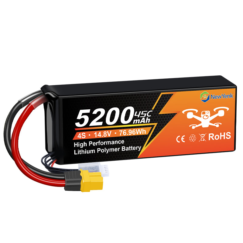 NewYenk 4S 5200mAh 14.8V 45C EC5 LiPo Battery – High-Discharge Power for FPV Drones, Aerial Photography and RC Airplanes