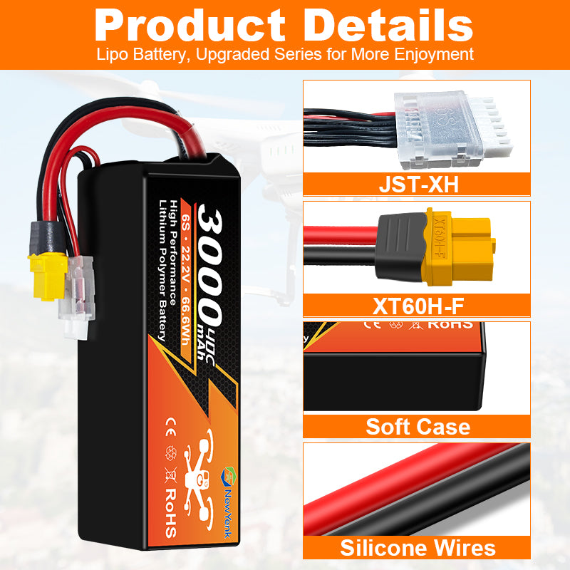 Newyenk 6S 3000mAh 40C Lipo Battery Wtih XT60