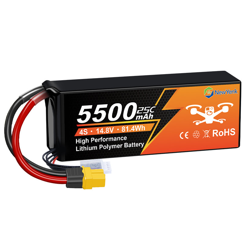NewYenk 4S 5500mAh 14.8V 25C with Deans T/EC5 LiPo Battery – High-Capacity Power for FPV Drones, Aerial Photography and RC Airplanes