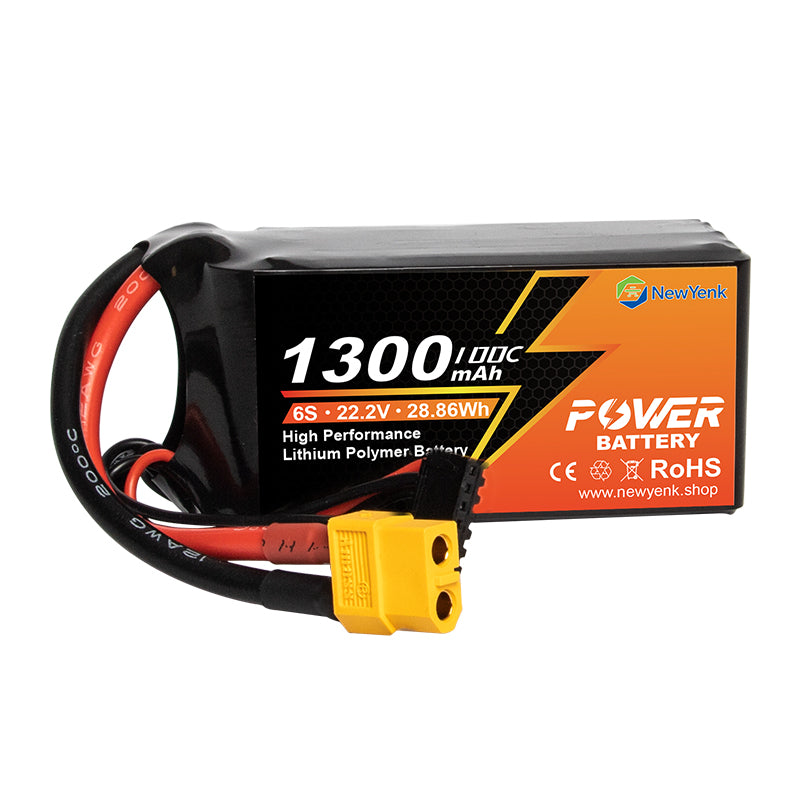 NewYenk 6S 1300mAh 22.2V 100C FPV With XT60 100% LCO Lipo Battery