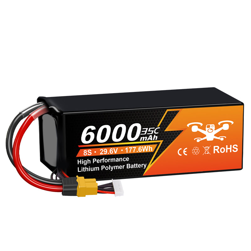 NewYenk 8S 6000mAh 29.6V 25C LiPo Battery With XT60– Long-Endurance Power for Aerial Photography, Industrial Drones and RC Airplanes