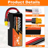 NewYenk 4S 8000mAh 14.8V 25C XT90 LiPo Battery – Ultra-Capacity Power for FPV Drones, Aerial Photography and RC Airplanes