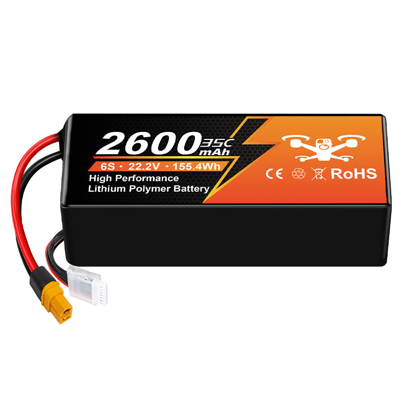NewYenk 6S 2600mAh 22.2V 35C LiPo Battery – High-Capacity Long-Endurance Pack for FPV Drones, Aerial Photography and RC Airplanes