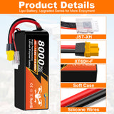 NewYenk 4S 8000mAh 14.8V 75C with XT90 LiPo Battery – Ultra-High Capacity Power for FPV Drones, Aerial Photography and RC Airplanes