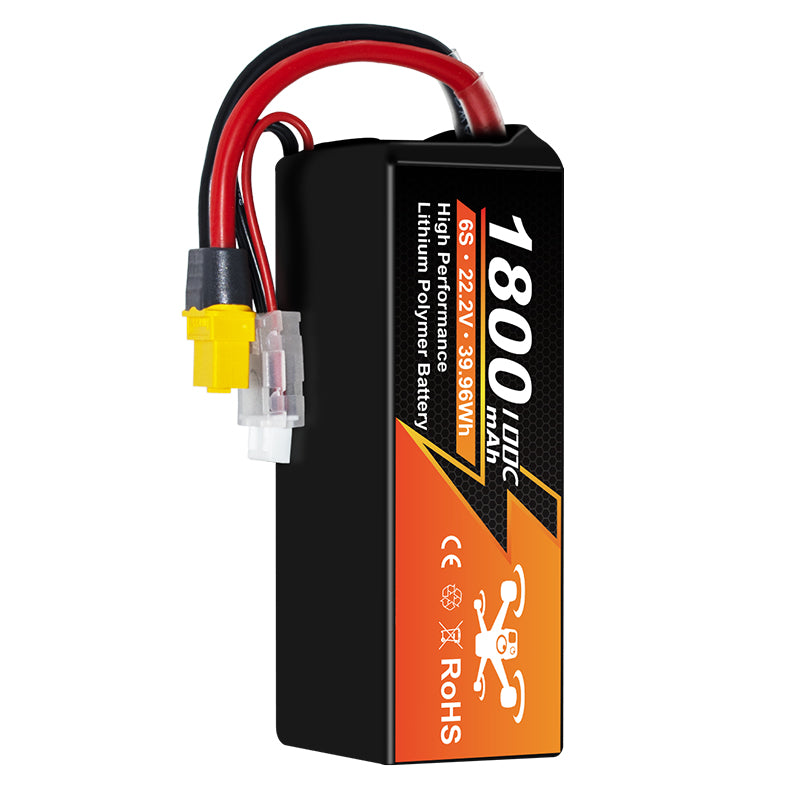 NewYenk 6S 1800mAh 22.2V 100C With XT60 Plug LiPo Battery – High-Power Pack for FPV Racing Drones, Freestyle Quads and RC Airplanes