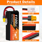 NewYenk 2S 1100Mah 7.4V 25C With XT30 for FPV Racing Drones Lipo Battery, Micro Quadcopters and RC Airplanes