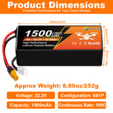 Newyenk 1500mAh 6S 100C Lipo Battery With XT60 Plug