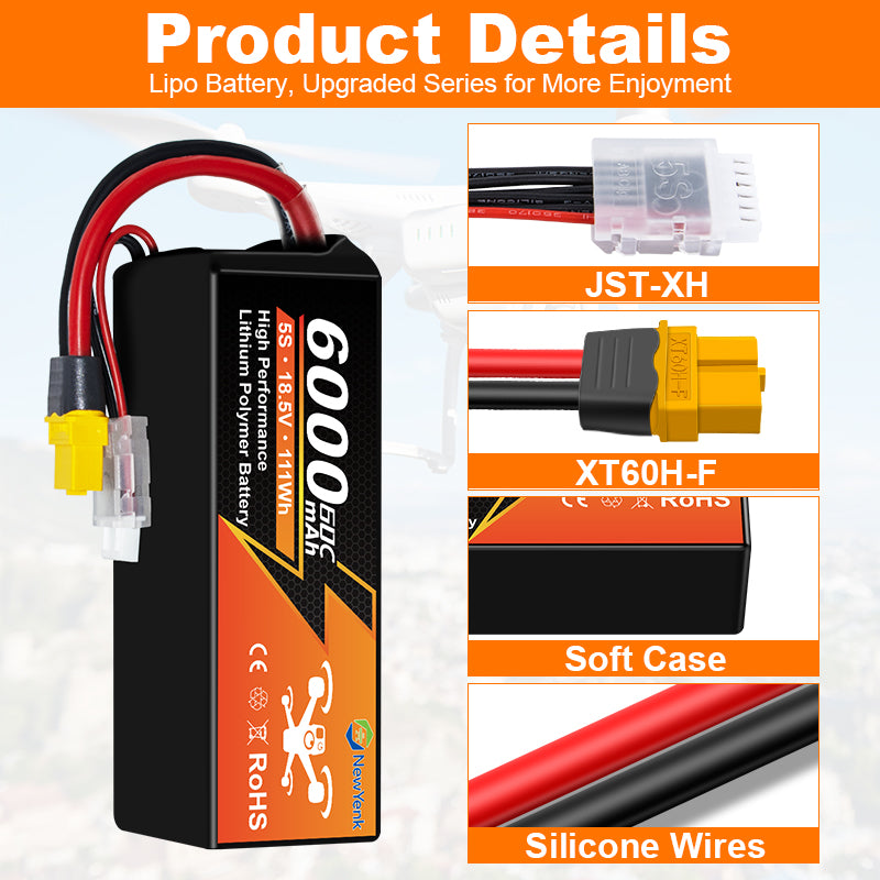Newyenk 5S 6000mAh 60C With XT60/EC5/XT90 100%LCO Lipo Battery