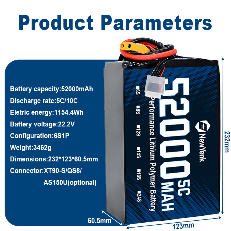 NewYenk 6S 52000mAh 5C Semi Solid State Battery
