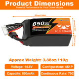 Newyenk 4S 850mAh 70C Lipo Battery with XT60