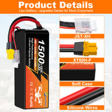 NewYenk 4S 1500mAh 14.8V 100C with XT60 LiPo Battery – Extreme Power Pack for FPV Racing Drones, Freestyle Quads and RC Airplanes