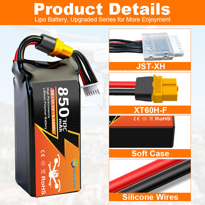 Newyenk 3S 850mAh 70C Lipo Battery with XT60