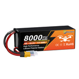 NouvelleYenk 4S 8000mAh 14.8V 75C avec batterie LiPo XT90 – Puissance ultra-haute capacité pour drones FPV, photographie aérienne et avions RC