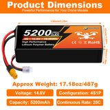 NewYenk 4S 5200mAh 14.8V 25C With EC5 LiPo Battery – High-Capacity Power for FPV Drones, Aerial Photography and RC Airplanes