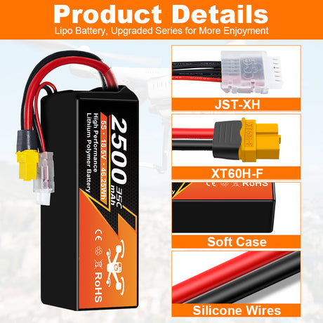 NewYenk 5S 2500mAh 18.5V 35C With XT60 LiPo Battery