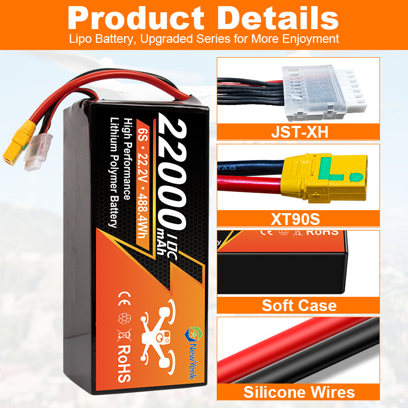 NewYenk 6S 22000mAh 22.2V 10C With XT90 Semi Solid State Battery