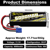 Newyenk 3S 6000mAh 60C （Burst 120C）Lipo Battery with EC5  100% LCO Material