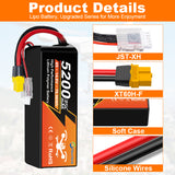 NewYenk 4S 5200mAh 14.8V 35C LiPo Battery – High-Capacity Power for FPV Drones, Aerial Photography and RC Airplanes