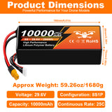 NewYenk 8S 10000mAh 29.6V 25C LiPo Battery – Ultra-Capacity Long-Endurance Pack for Aerial Photography, Industrial Drones and Large RC Airplanes