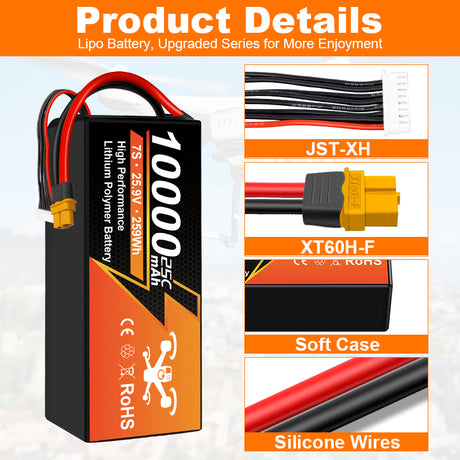 NewYenk 7S 10000mAh 25.9V 25C With XT90 LiPo Battery