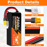 NewYenk 4S 2500mAh 14.8V 35C with XT60 LiPo Battery – High-Capacity Power for FPV Drones, Freestyle Quads and RC Airplanes