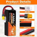 NewYenk 4S 1300mAh 14.8V 45C with XT60 LiPo Battery – High Power Pack for FPV Racing Drones, Freestyle Quads and RC Airplanes