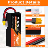 NewYenk 3S 1300mAh 11.1V 45C With XT60/30 LiPo Battery for FPV Drones & RC Planes