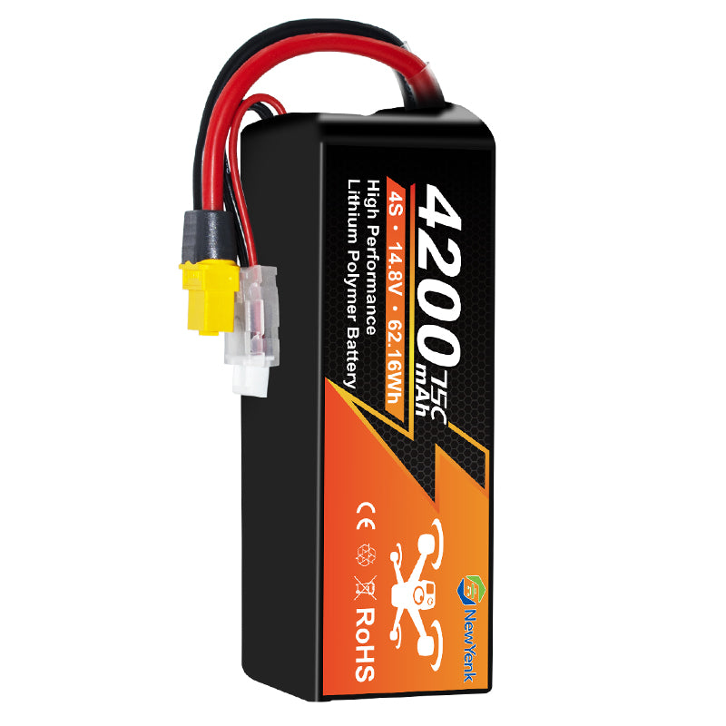 NewYenk 4S 4200mAh 14.8V 75C with XT60 LiPo Battery – High-Power Long-Endurance Pack for FPV Drones, Freestyle Quads and RC Airplanes