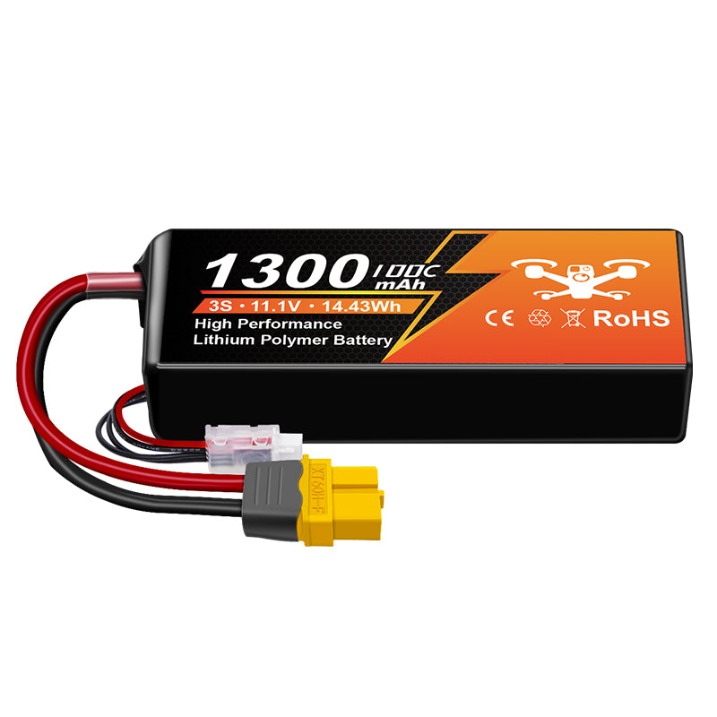 NewYenk 3S 1300mAh 11.1V 100C with XT60 LiPo Battery for FPV Drones & RC Planes