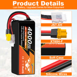 NewYenk 4S 4000mAh 14.8V 80C With XT60 Lipo Battery