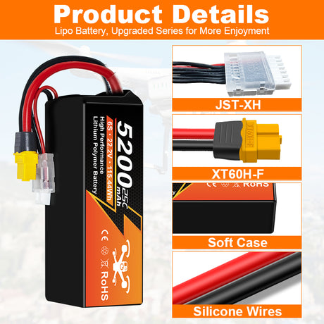 NewYenk 6S 5200mAh 22.2V 25C With EC5 LiPo Battery