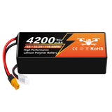 NewYenk 6S 4200mAh 22.2V 75C XT60 LiPo Battery – Ultra-High Discharge Power for FPV Drones, Aerial Photography and RC Airplanes