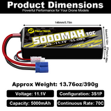 Newyenk 3S 5000mAh 70C Lipo Battery with EC5
