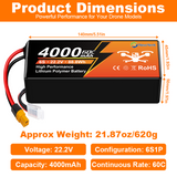 Newyenk 6S 4000mAh 60C 100%LCO Lipo Battery